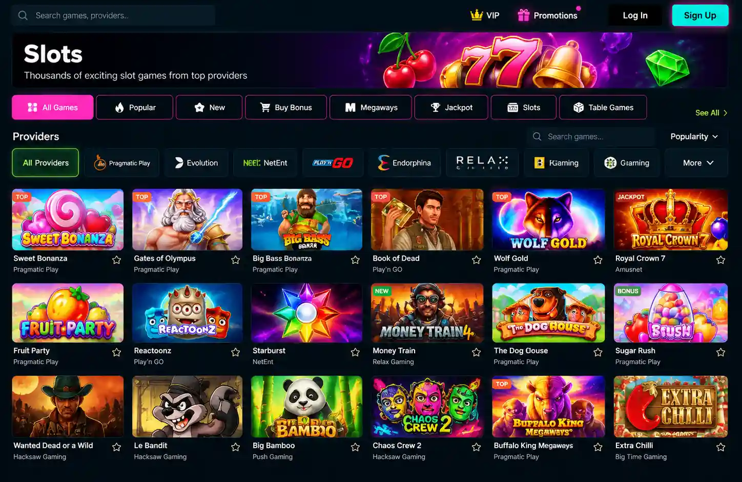 Kikibet slots lobby with game selection